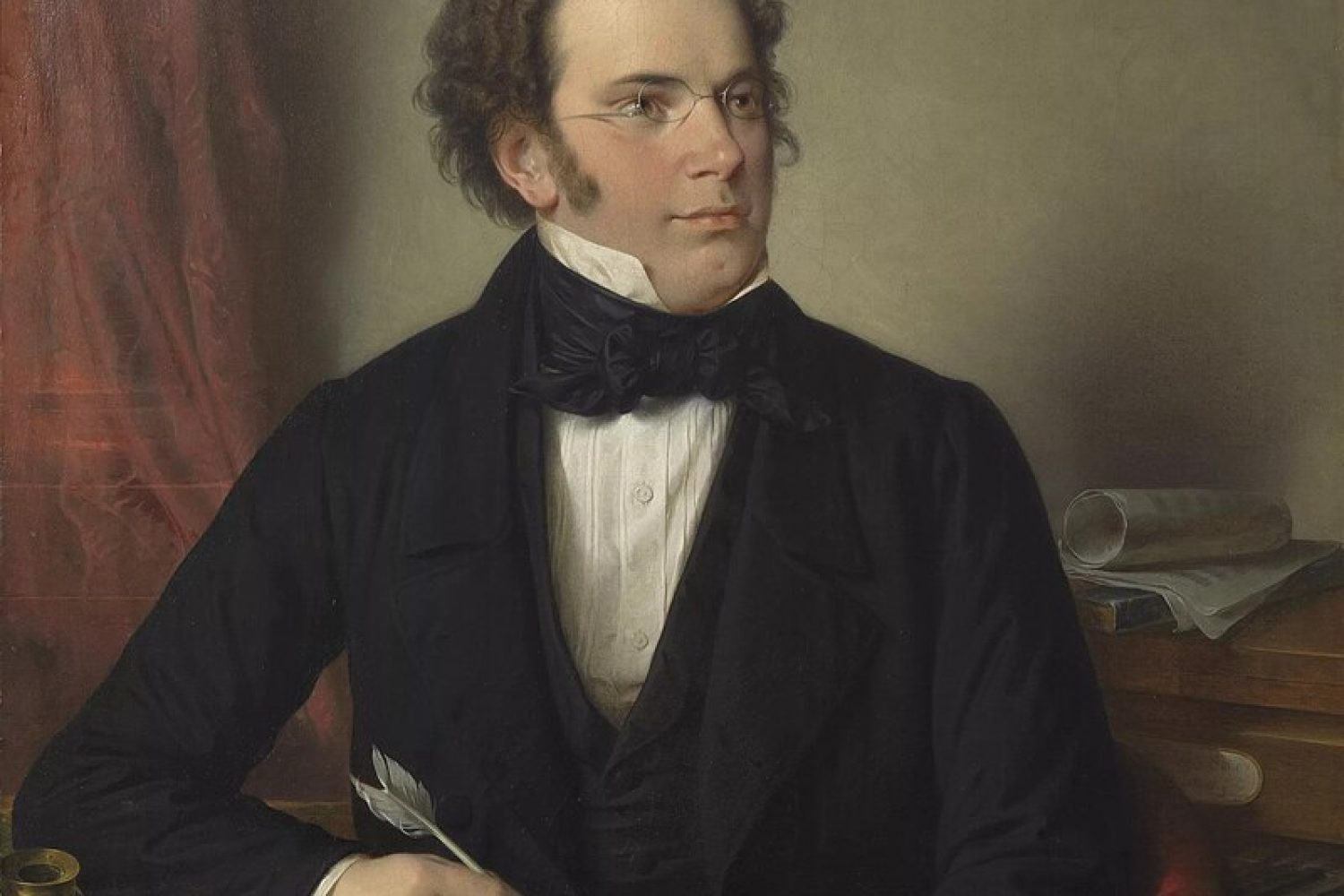 Portrait à l'huile de Franz Schubert par Wilhelm August Rieder, d'après son propre portrait aquarellé de 1825, Musée de Vienne, 1875
