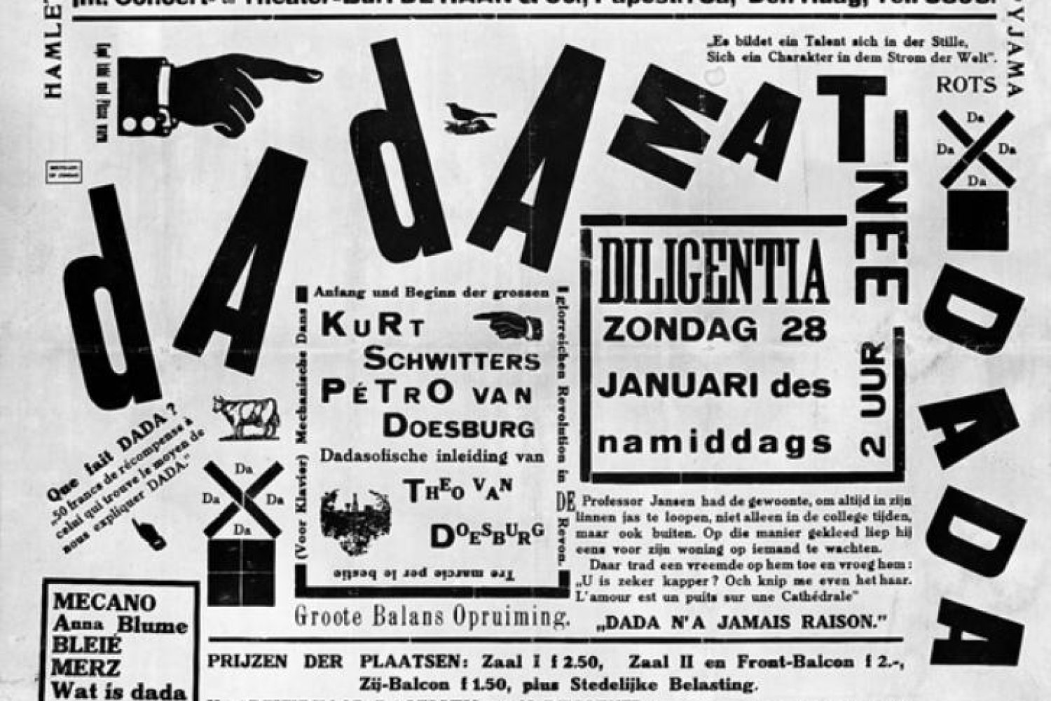 Affiche de Theo van Doesburg pour un spectacle de Dada en 1923. (source Wikipédia)